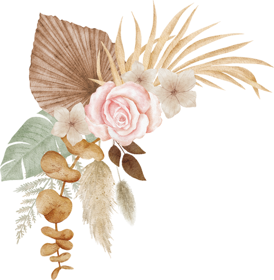 Watercolor boho tropical dried flower bouquet